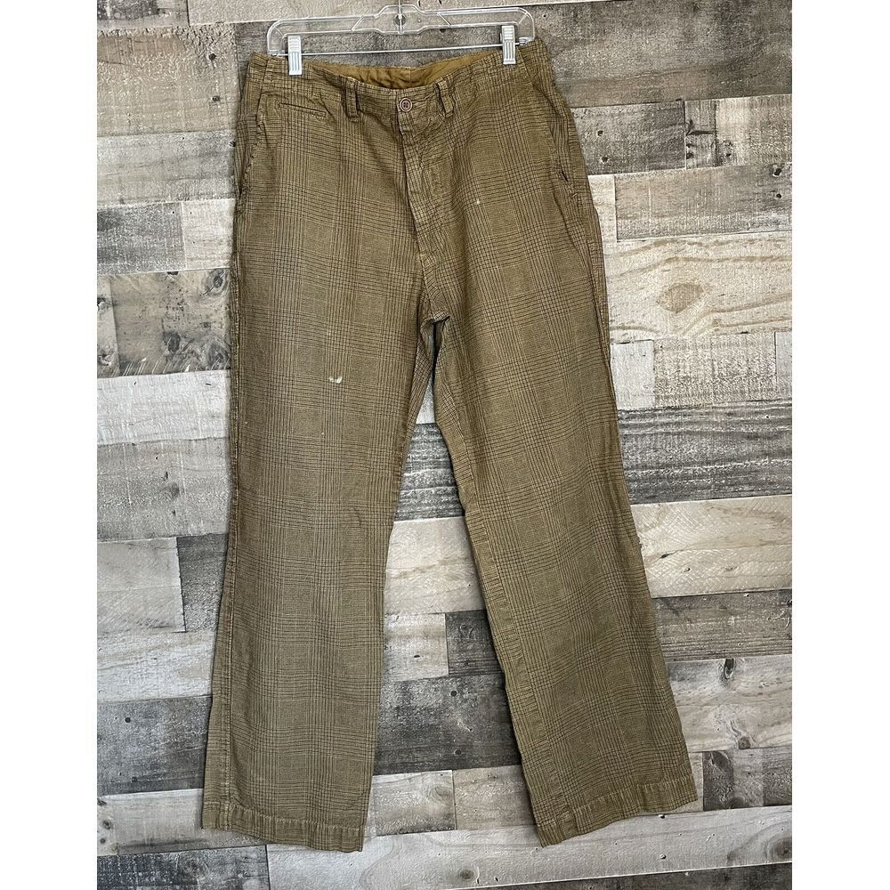 American Eagle Outfitters AE Khaki Chino Pants Mens Size 33 x 32 Brown Plaid